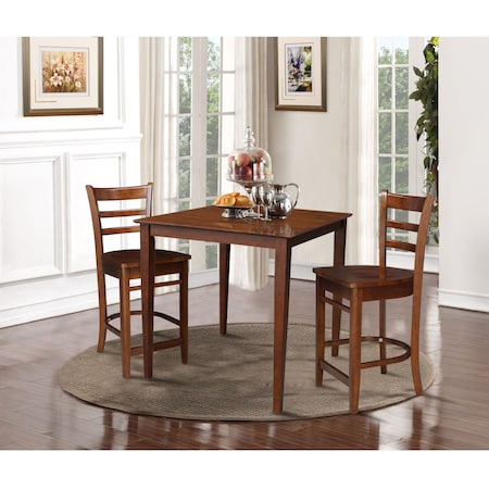 International Concepts 36 in. x 36 in. Counter Height Table with 2 Emily Counter Height Stools - 3 Piece Set K581-3636-S6172-2